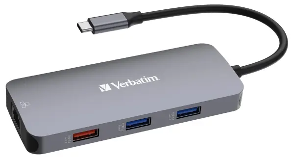 Verbatim USB-C 9 Port Pro Multiport Hub, 4K / USB / LAN / SD