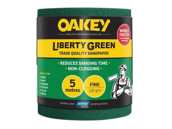 Oakey Liberty Green 샌딩 롤 115mm x 5m, 120G 미세