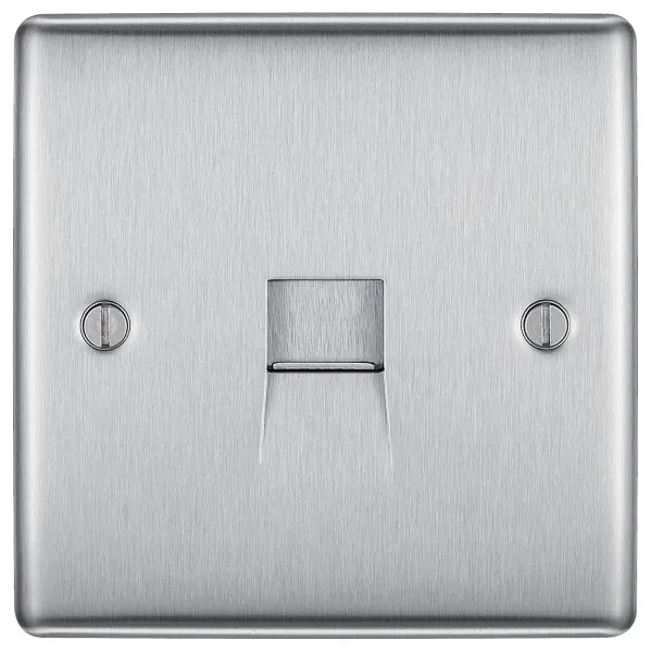 British General 1 Gang Secondary Telephone Socket Brushed Steel