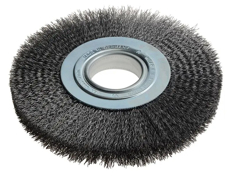 Lessmann - Brosse à roue en fils d'acier, 200mm, 0.35mm, avec jeu d'adaptateurs