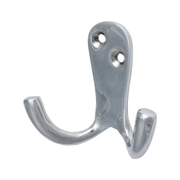 Timco Double Robe Hook in Polished Chrome, 47 x 24mm