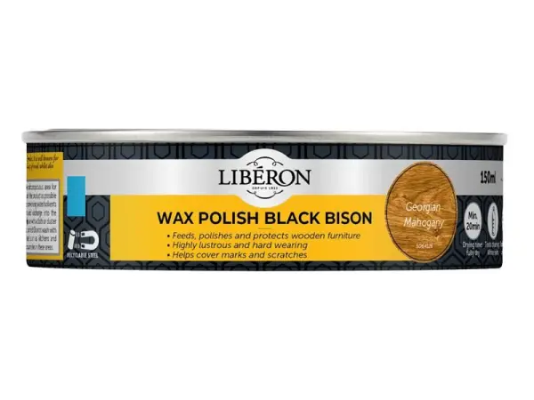 Liberon Black Bison - Κερί Επιφάνειας Δρύου Κυλινδρικό, Γεωργιανό Μαόνι, 150ml