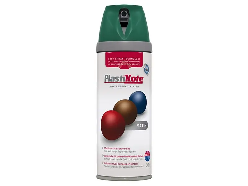 PlastiKote Twist & Spray Peinture Satin Vert Chasseur 400ml