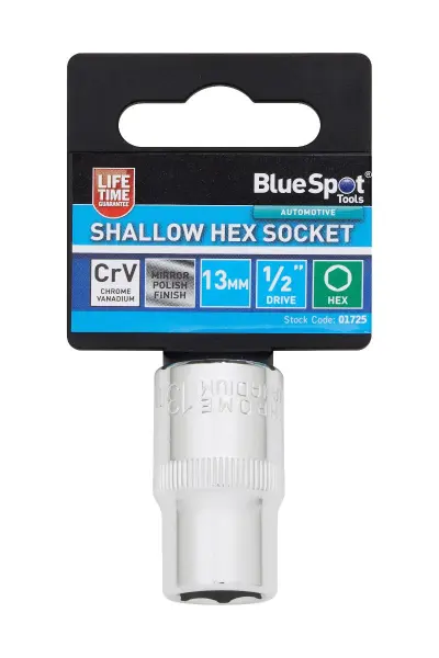 Blue Spot Tools 13毫米浅口六角套筒 铬钒钢制