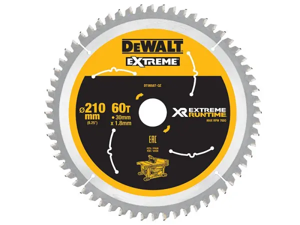 DEWALT XR FlexVolt Table Saw Blade, 210mm, 60T, 30mm Bore