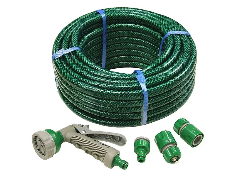 Faithfull PVC Reinforced Hose Set with Spray Gun, 15m