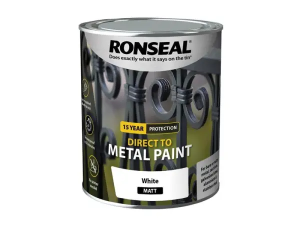 Ronseal Direkt-auf-Metall-Farbe Weiß Matt 750ml