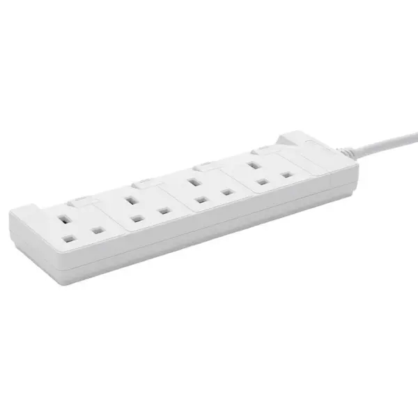 4 Gang Individually Switched Extension Lead, 2m, White