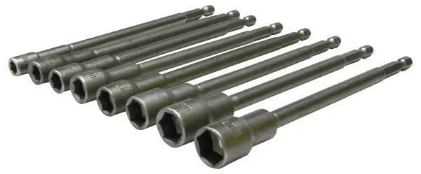 Rolson Long Magnetic Nut Driver Set, 8 Piece, 150mm Shaft