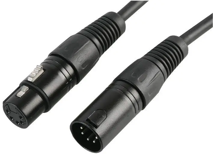 PULSE DMX 5 Pin XLR Kabel, Male naar Female, 0.5m, Zwart (2 Pair+Screen)