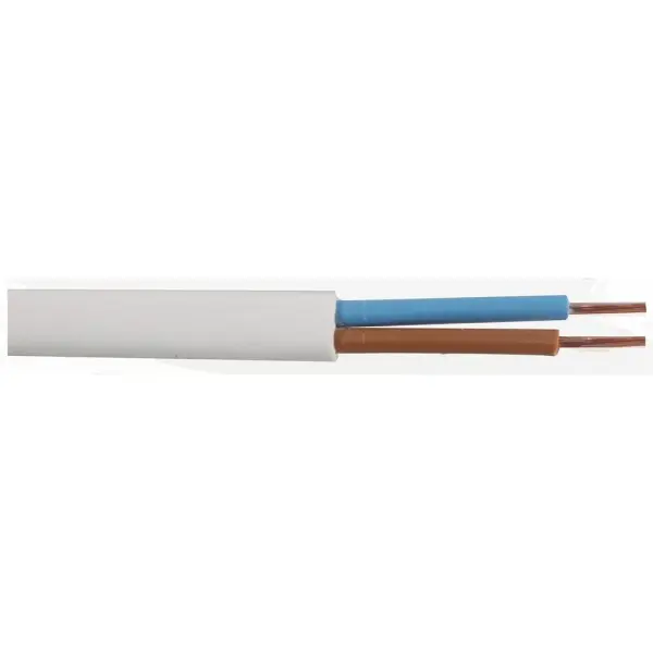PRO ELEC 2192Y Flat 2-Core Mains Cable - White 0.5mm 3A 10m