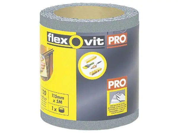 Flexovit Rotolo di Carta Vetrata ad Alto Rendimento 115mm x 5m, Grana 240G