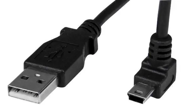 STARTECH USB 2.0 A to Mini B Cable, 1m Black, 90° Angled