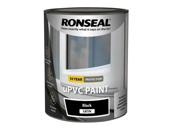 Ronseal Pintura para uPVC, Negro Satinado, 750ml