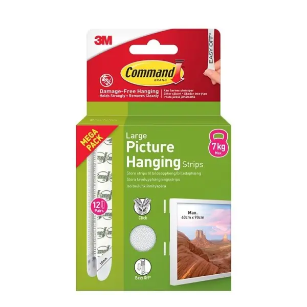 Command Large Picture Hanging Strips 7.2kg 12pk