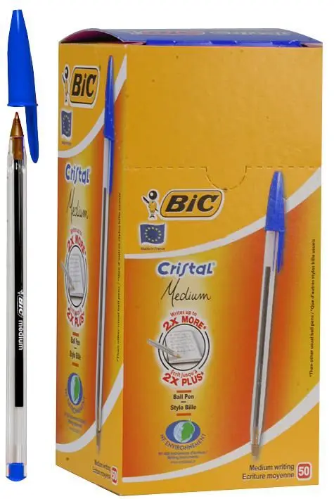 BIC עט כדורי בינוני Cristal, חבילה של 50, כחול