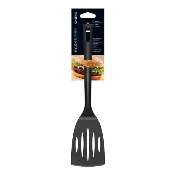Chef Aid Nylon Slotted Turner Black