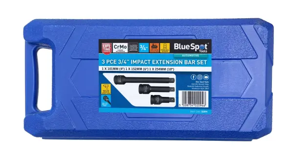 Blue Spot Tools - Set Sambungan Impak 3/4” 4”/6”/10” Hitam
