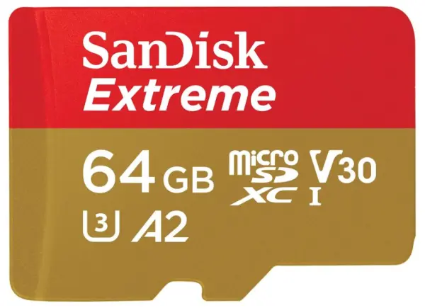 SanDisk Extreme Carte MicroSDXC UHS-I U3 V30 64GB Haute Vitesse