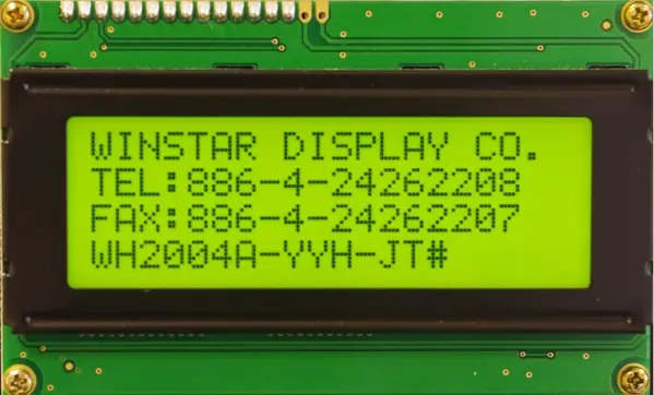 WINSTAR 20x4 Character LCD Module, Yellow/Green STN