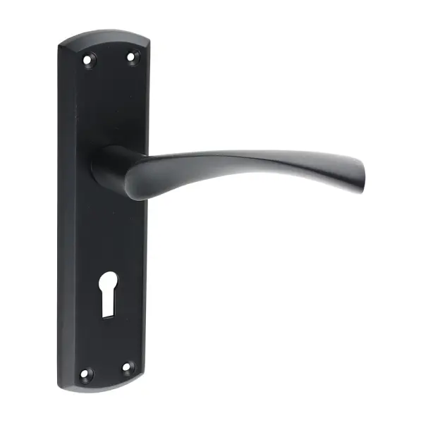 Timco Zeta Lever Lock Handles - Matt Black, Zinc & Aluminium, 175x45mm