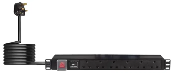 EAGLE 1U 19-Inch 6-Gang PDU with Surge Protection, 2m Lead