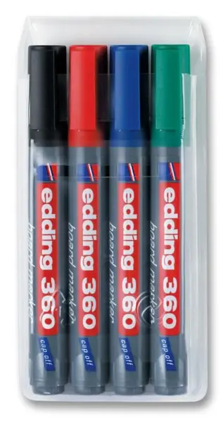 EDDING טושים למחק עם קצה עגול, 4 יחידות, צבעים שונים