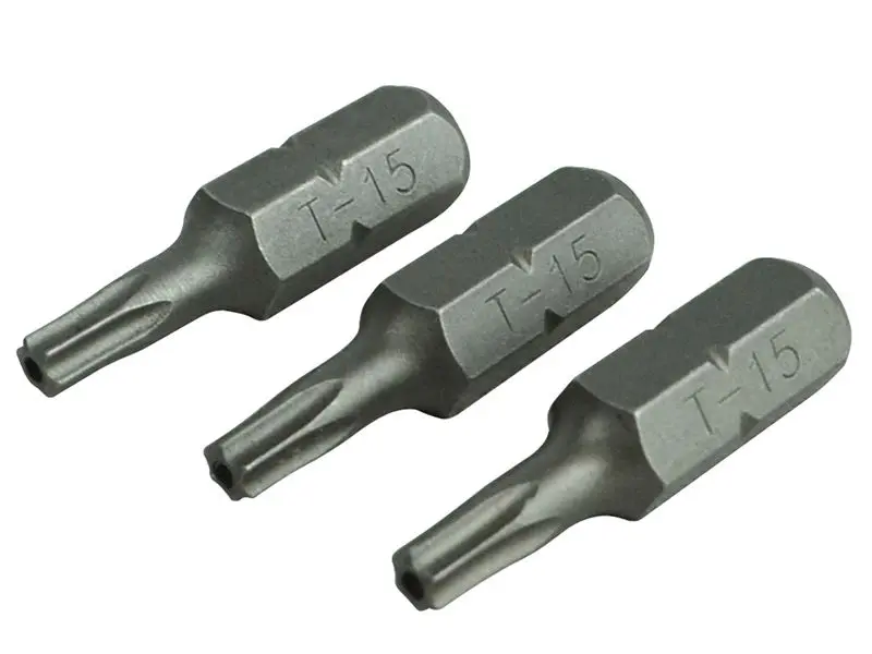 Faithfull Security S2 Steel Screwdriver Bits T15S x 25mm (Pack of 3)