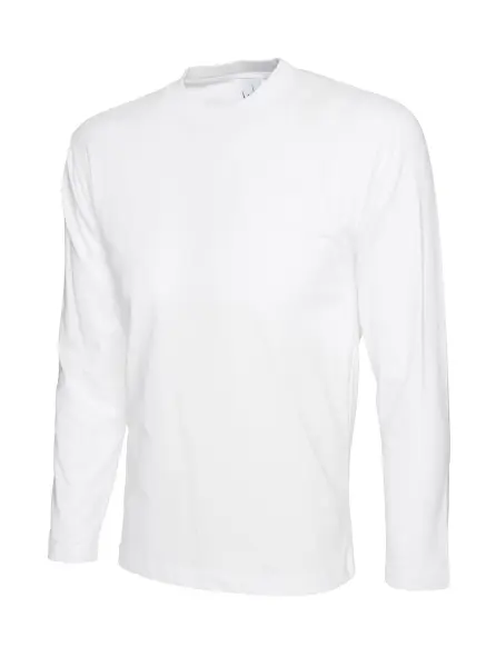 Uneek - Kemeja-T Lengan Panjang Unisex - Dicelup Reaktif - Putih - Saiz S