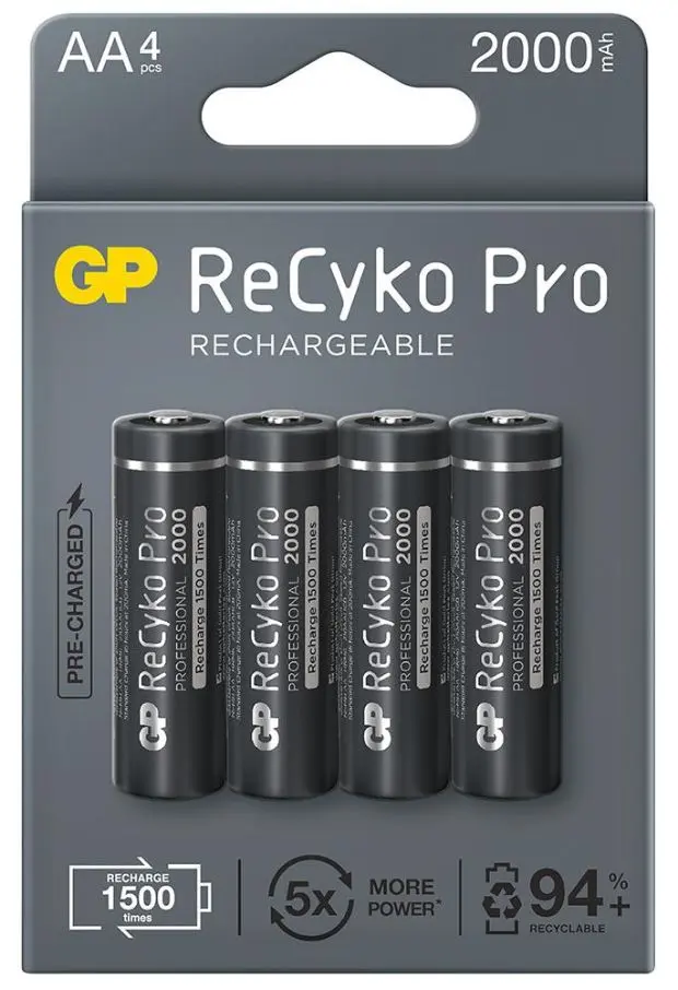 GP BATTERIES - Bateri Boleh Dicas Semula NiMH ReCyko Pro AA 2000mAh 4 Peke