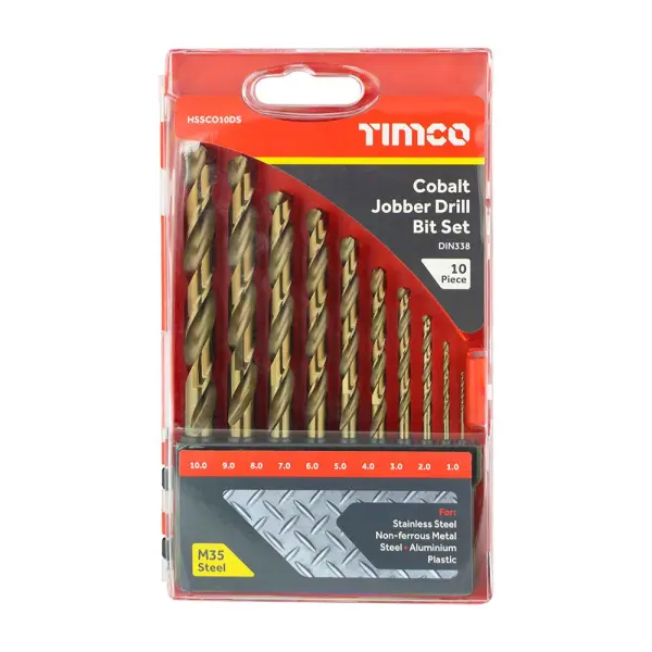 Timco Σετ Τρυπανιών Κοβάλτιου Jobber (10 τεμ.) 1.0-10.0mm, Χάλυβας M35