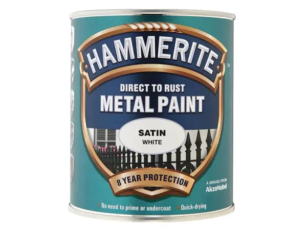Hammerite - Peinture Antirouille Directe Métal, Satin, Blanc, 750ml