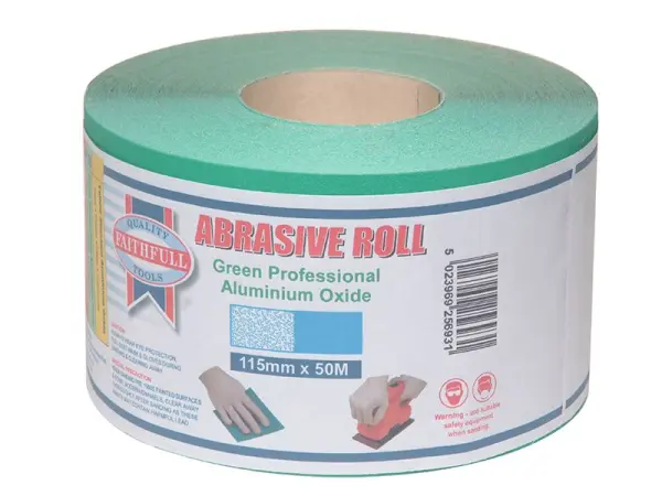 Faithfull Aluminium Oxide Schuurpapier Rol, Groen, 115mm x 50m, Korrel 120