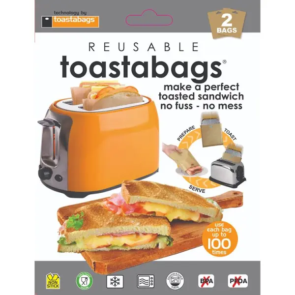 Toastabags Reusable Non-Stick Toaster Bags, 2 Pack