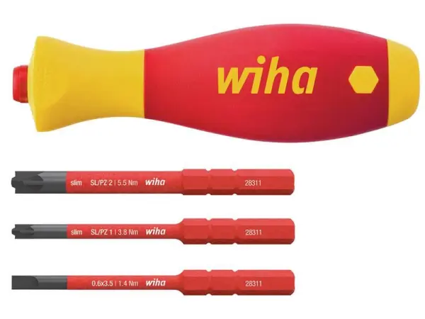Wiha SoftFinish SlimVario Screwdriver Set, 4 Piece, Insulated