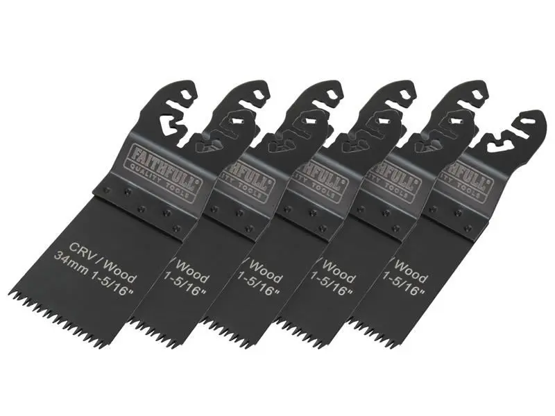 Faithfull Lame de coupe affleurante CrV pour bois, 34mm, Lot de 5