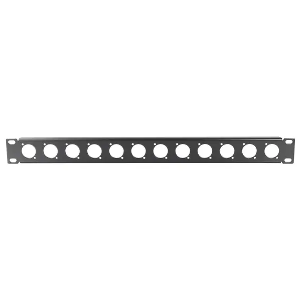 Pulse 19” 1U Rack Panel 12x D Type XLR Holes Black
