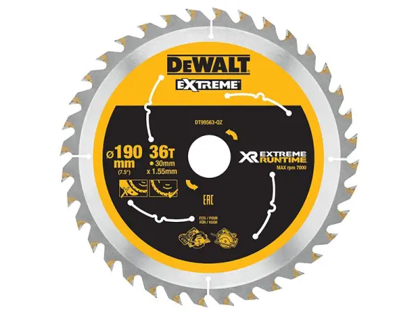 Dewalt XR FlexVolt 電圓鋸鋸片 190 x 30毫米 36齒