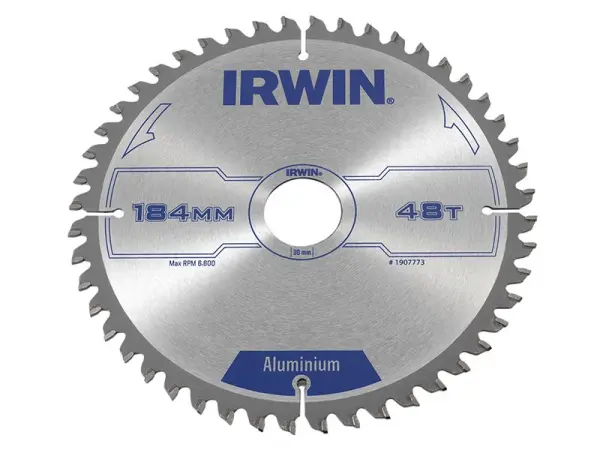 Lame de scie circulaire professionnelle IRWIN pour aluminium 184mm x 30mm, 48 d