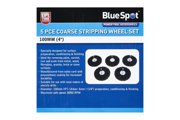 Blue Spot Tools - 5件套100毫米(4吋)粗磨打磨輪組