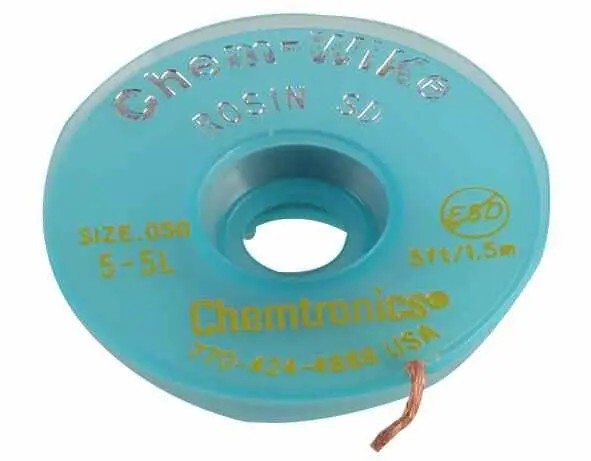 Chemtronics Chem-Wik Trenza Desoldadora con Rosina, 1.3mm, 1.5m, Anti-Stática