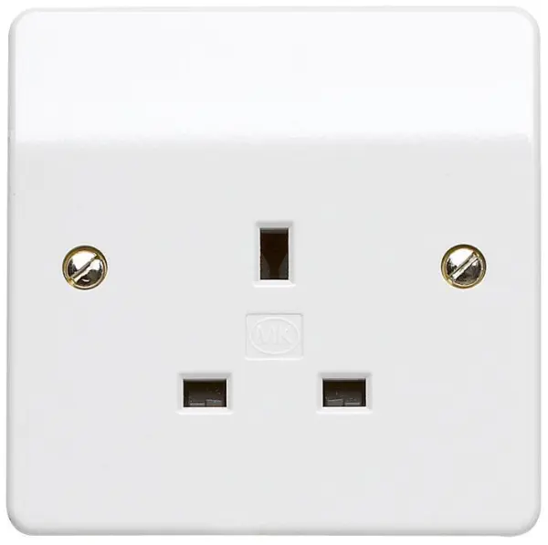 MK Logic Plus 1 Gang Unswitched Socket, White, 86x86mm