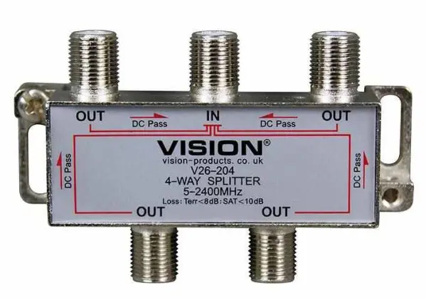 VISION 4-Wege-Splitter DC Pass 5-2400MHz V26-204