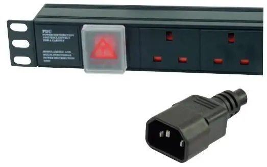 LMS DATA - 1U 8 Way 13A Mains Sockets to IEC C14 Plug Vertical PDU
