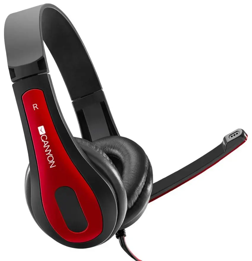 CANYON Stereo PC Headset with Microphone, Black/Red