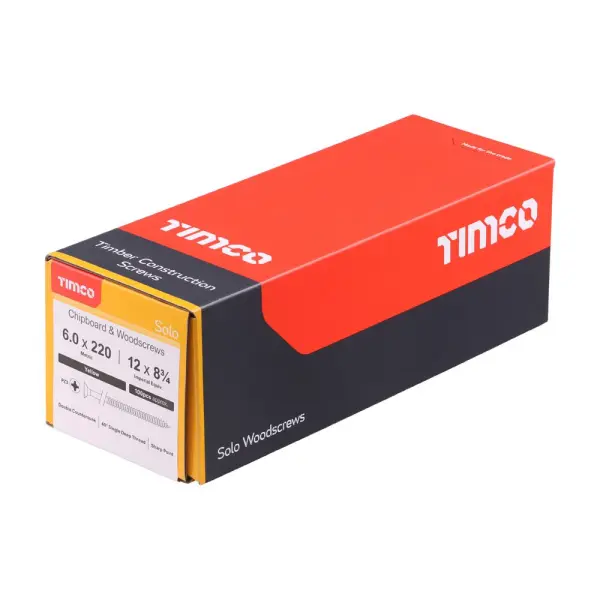 Timco - Vis à bois Solo à tête fraisée PZ3 Zinc Jaune 6,0 x 220 mm