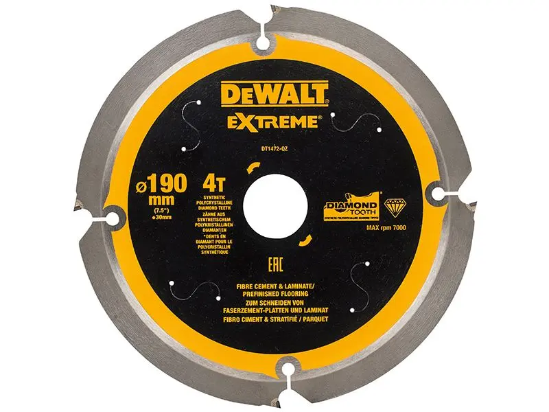 Dewalt Extreme PCD 纖維水泥鋸片 190 x 30毫米 4齒