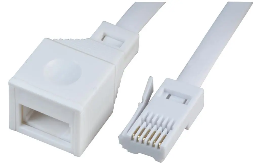 PRO SIGNAL 6-Way BT Plug to Socket Telephone Extension Lead, 5m, White