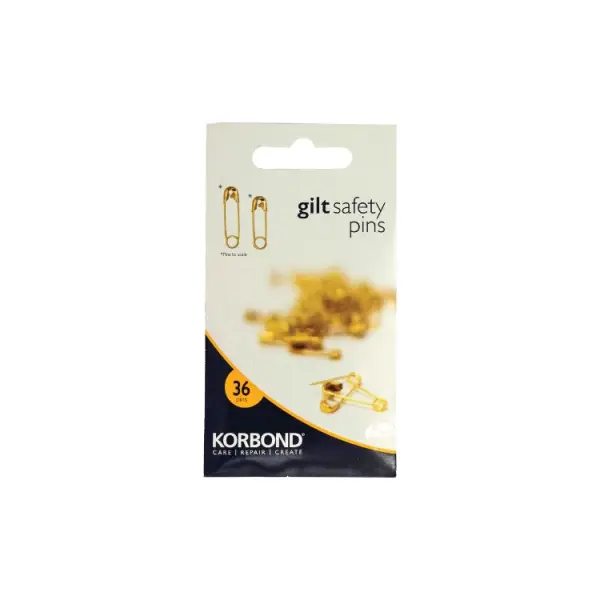 Korbond Gilt Safety Pins 36 Pack, 15 mm