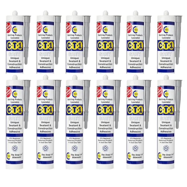 CT1 Sigillante e Adesivo per Costruzioni Grigio - Confezione da 12 Tubi